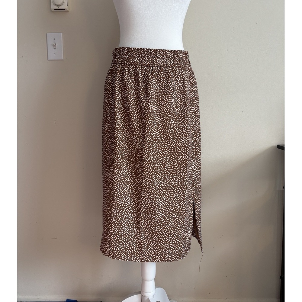 J Crew‎ Pull On Midi Skirt Animal Deer Print Womens Small A Line Neutral Lined